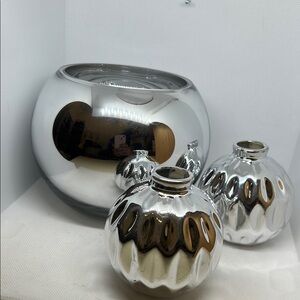 Silver Decorative Vase Set B12